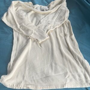 Vintage Express Cream Ribbed Long Sleeve Top